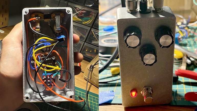 Acapulco Gold clone pedal, inside and outside views