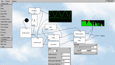 An audio circuit made within the Web Audio Lab.