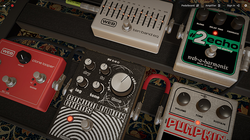 A close-up of knobs and switches on pedals.