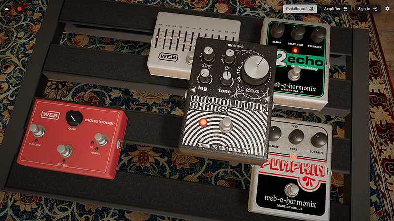 A pedal being dragged around the pedalboard.